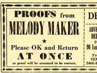 Melody Maker advert proofs
